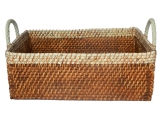Exquisite Handcrafted Rattan Towel Basket with Rope Handles - Sustainable Storage Solution